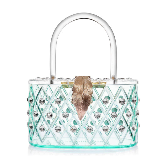 Kelly Vintage Style Crystal Acrylic Bag, Spearmint Ice