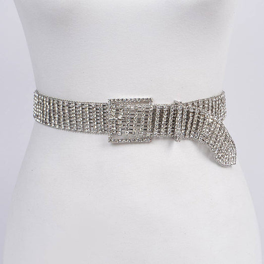 Adjustable Rhinestone Shiny Belt: SILVER