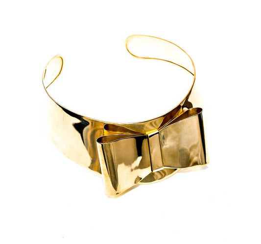 Bow Tie Brass Collar Choker Necklace