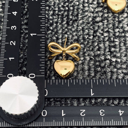 Adeline Gold Bow & Heart Earrings