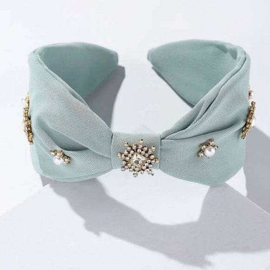 Bejeweled Headband, Pale Blue