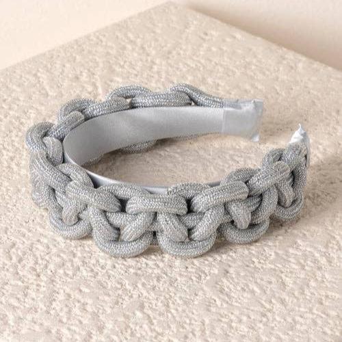 Chloe Braided Headband, Silver