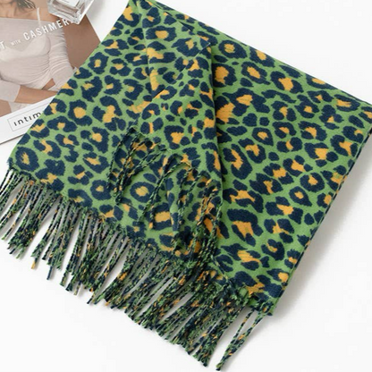 Leopard Print Scarf, Green