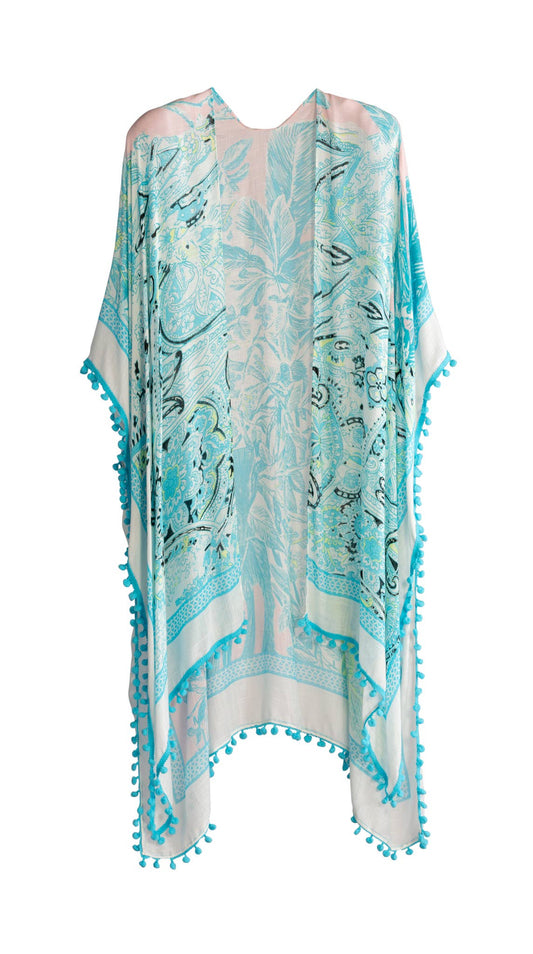 BELIZE KIMONO: Turquoise