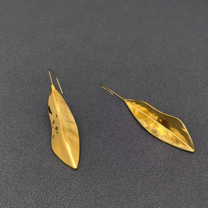 Hammered Leaf Dangle Earrings